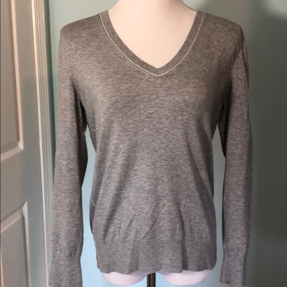Stretch Cotton V-Neck Sweater